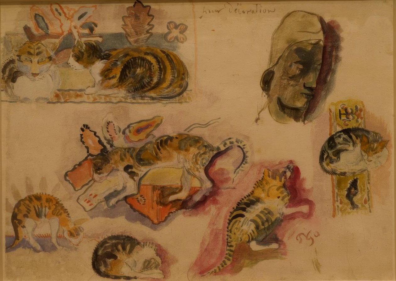 Chats et tête - Paul Gauguin