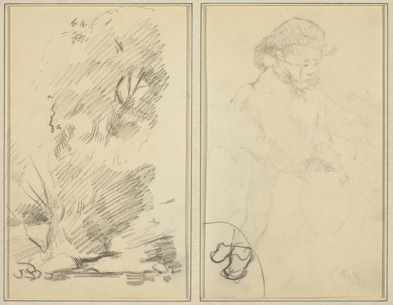 Arbres ; Croquis de garçon breton [verso] - Paul Gauguin