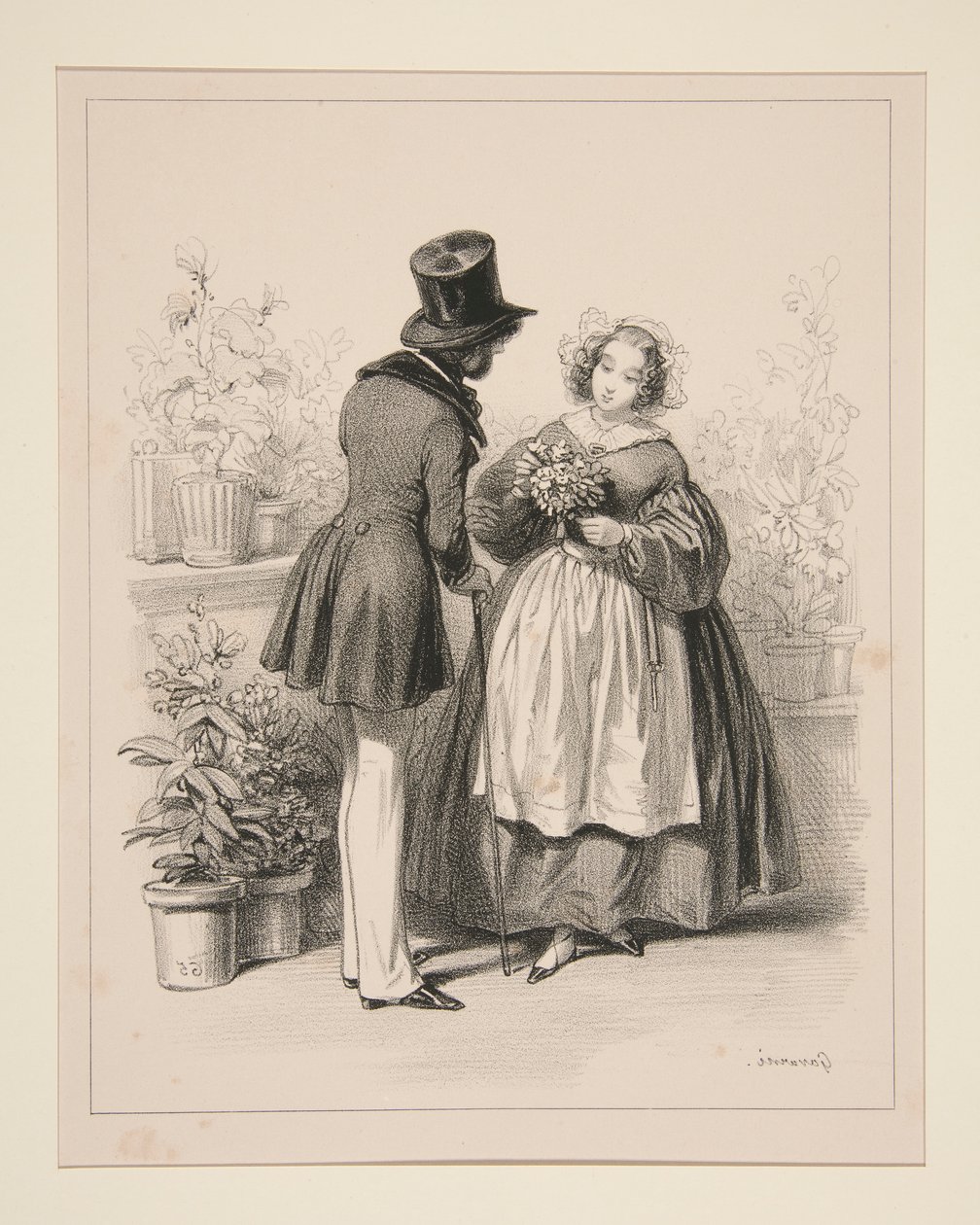 Bouquetière - Paul Gavarni