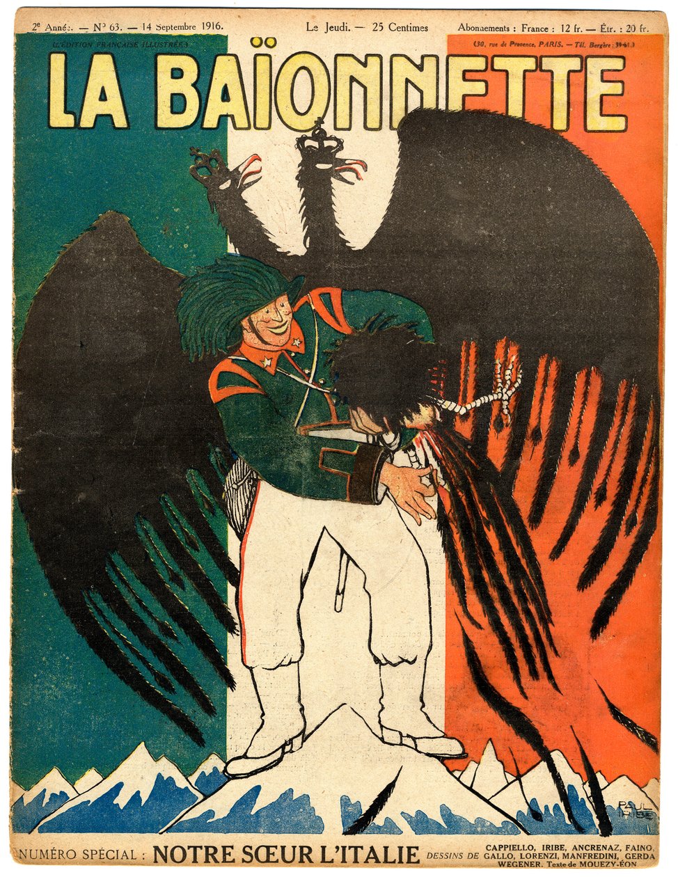Couverture de "La Baïonnette", Satirique en couleurs - Paul Iribe