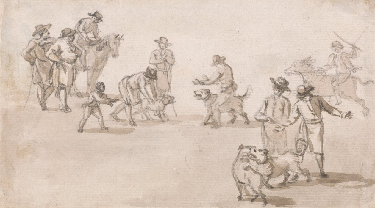 Groupe de figures : une bagarre de chiens - Paul Sandby
