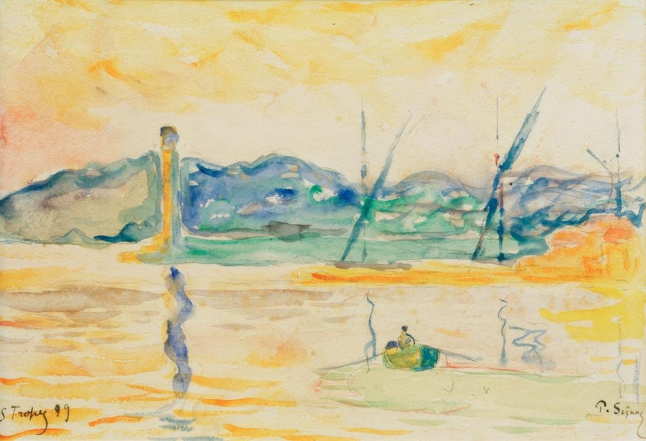 Entrée du port de Saint-Tropez au coucher du soleil - Paul Signac