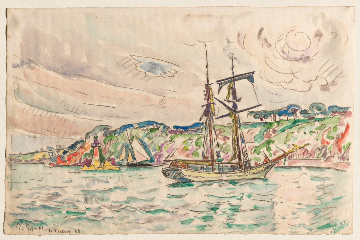 Navires près de la rivière Trieux - Paul Signac