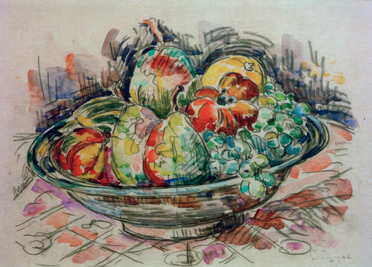 Nature morte avec coupe de fruits - Paul Signac