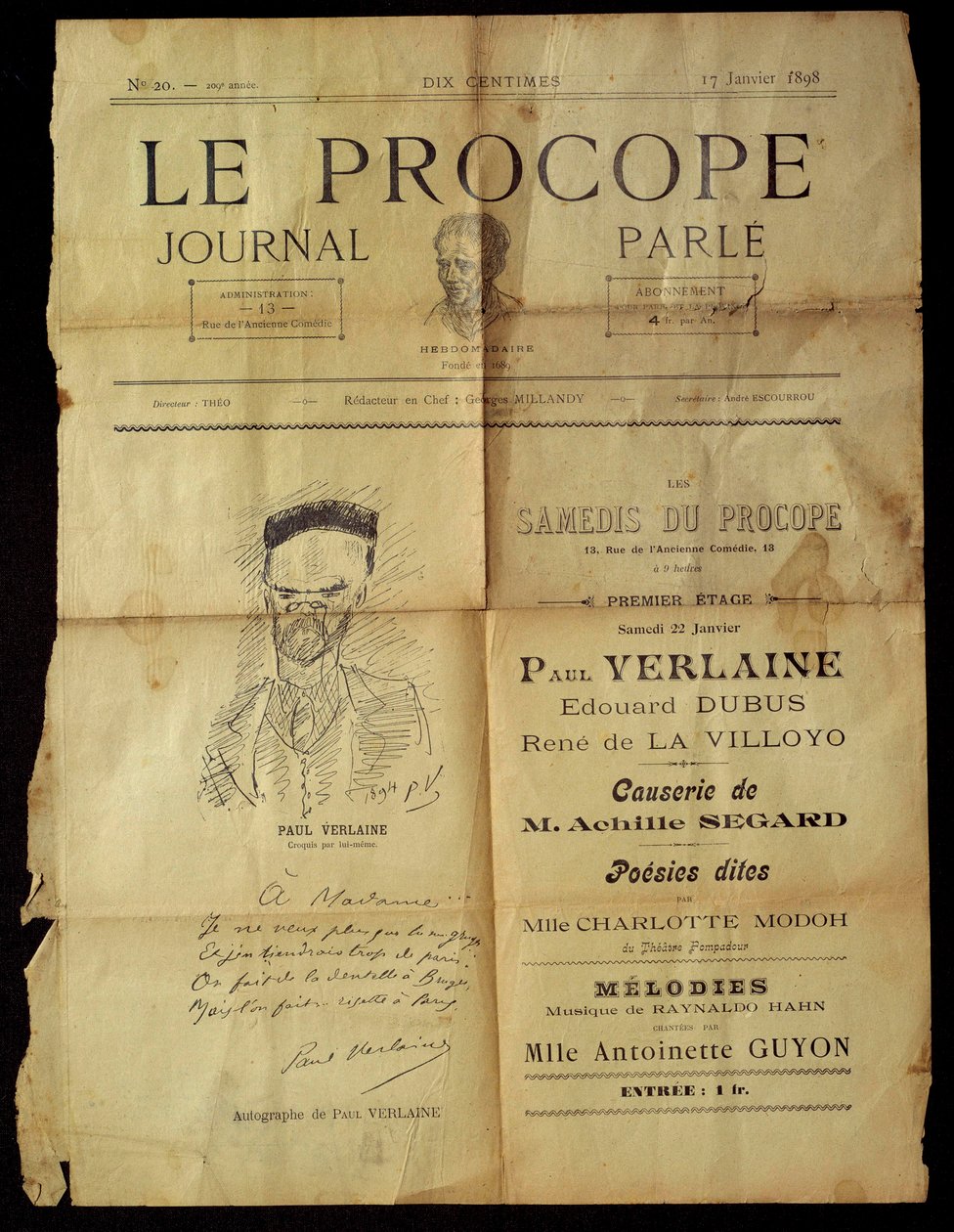 Journal du Procope, café parisien - Paul Verlaine