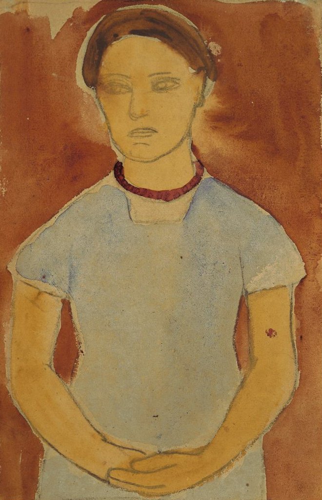 Lee Hoetger devant un fond de fleurs - Paula Modersohn Becker
