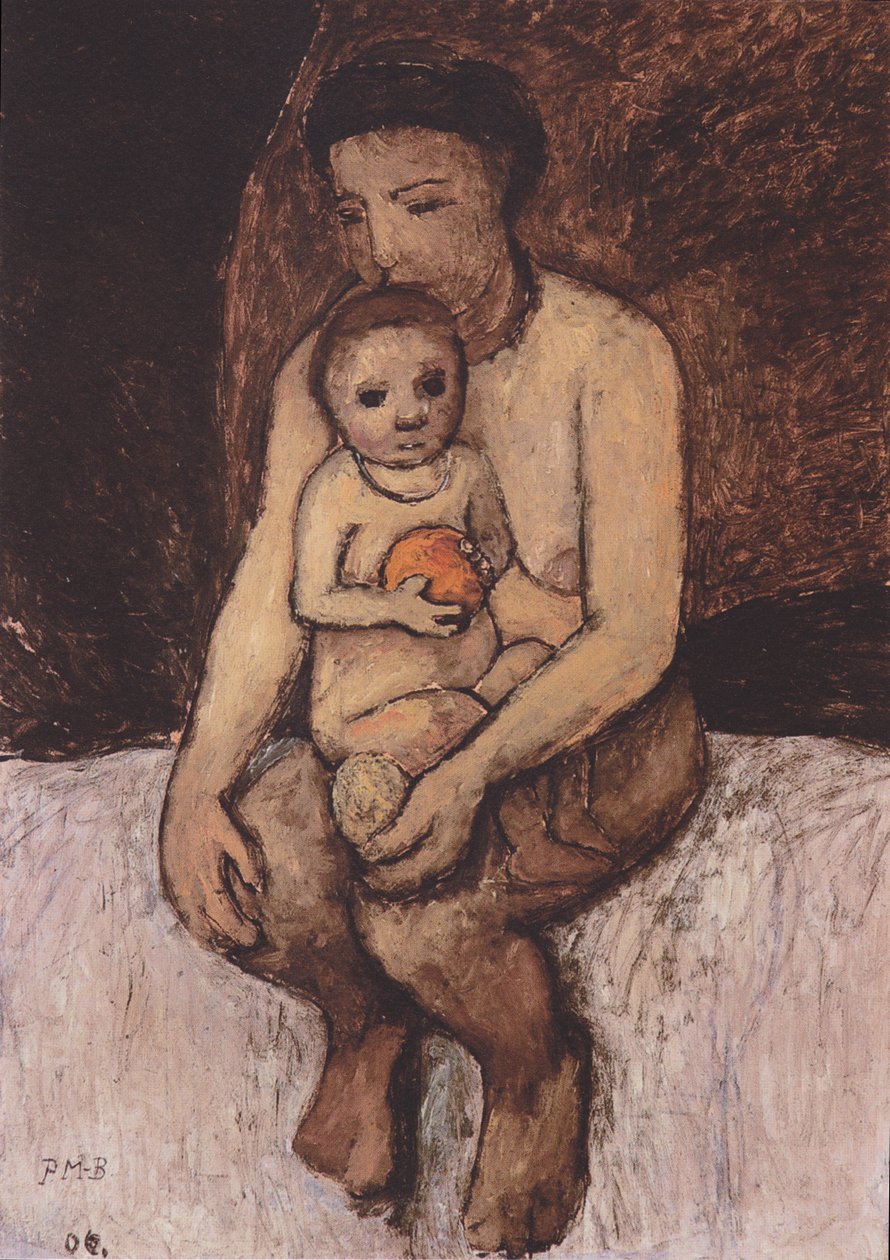 Mère assise avec enfant sur les genoux - Paula Modersohn Becker