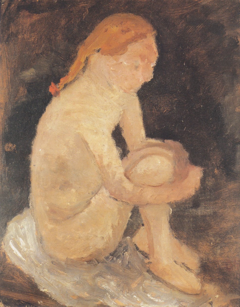 Nu féminin assis vers la droite, jambes repliées - Paula Modersohn Becker