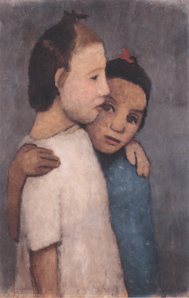 Deux filles en robe blanche et bleue - Paula Modersohn Becker