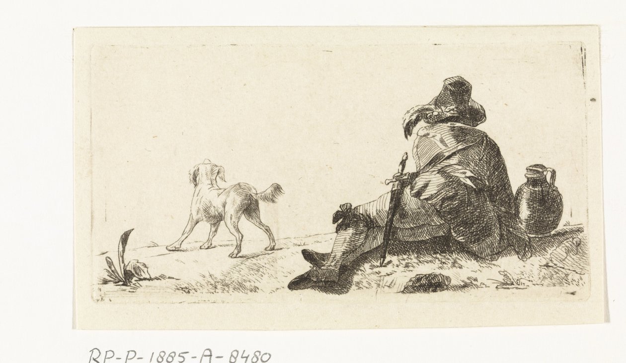 Homme avec chien - Paulus Charles Gerard Poelman