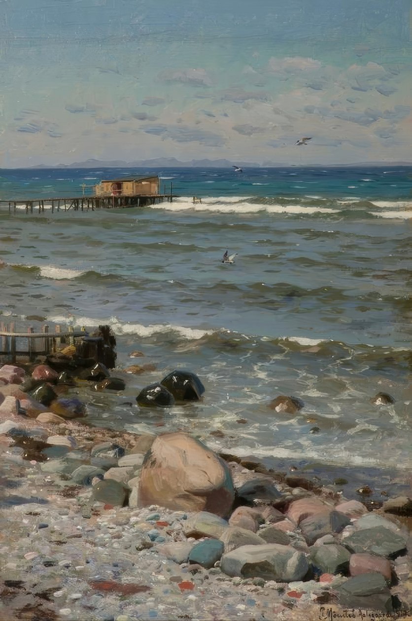 Sur la plage - Peder Monsted