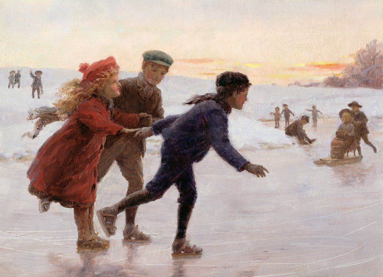 Enfants patinant - Percy Tarrant
