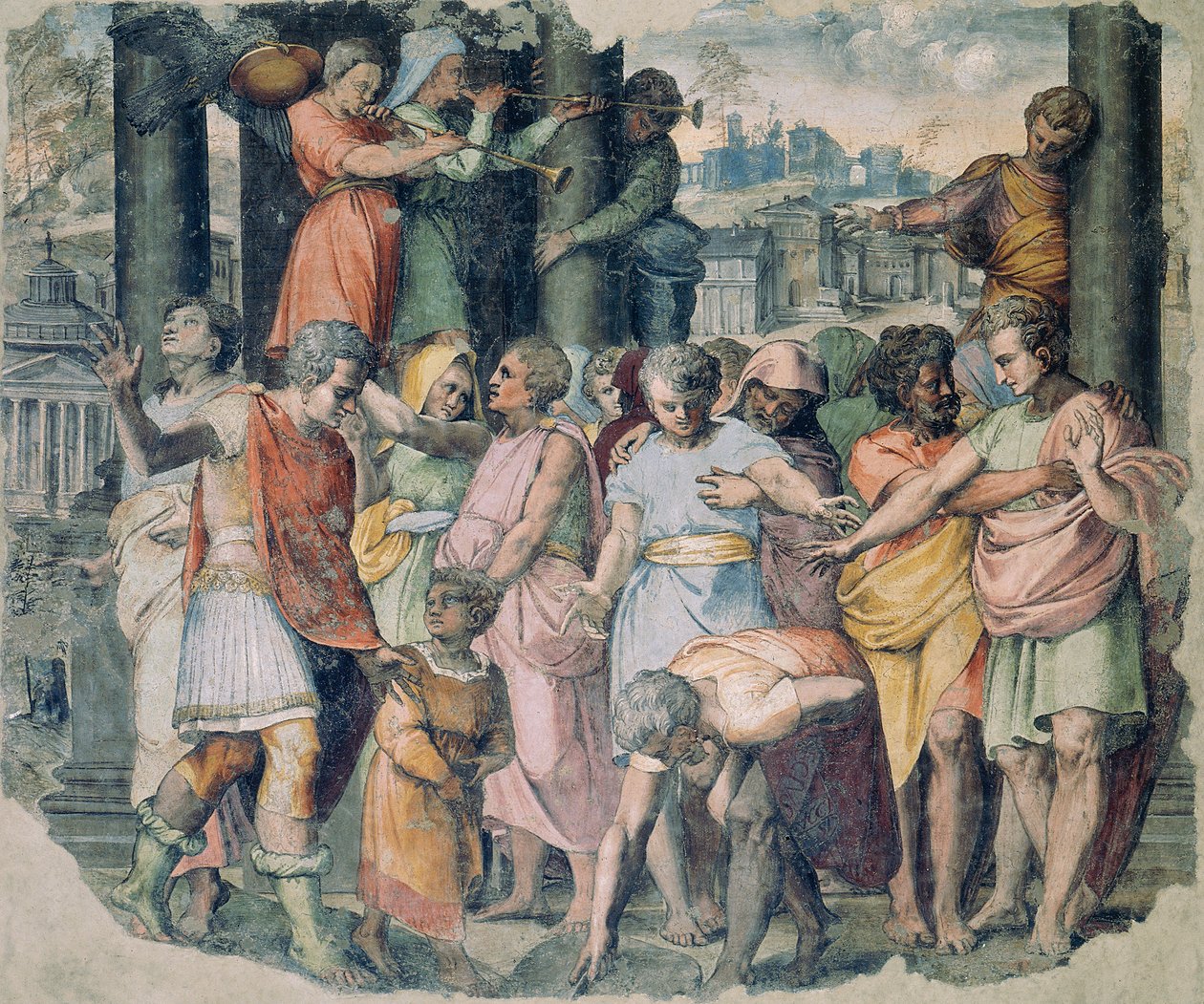 Tarquinius le Superbe fondant le Temple de Jupiter sur le Capitole - Perino del Vaga