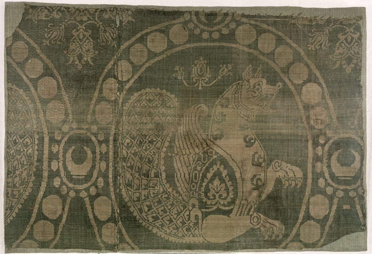 Fragment de soie montrant le Senmurv, dynastie sassanide (226-651) - Persian School