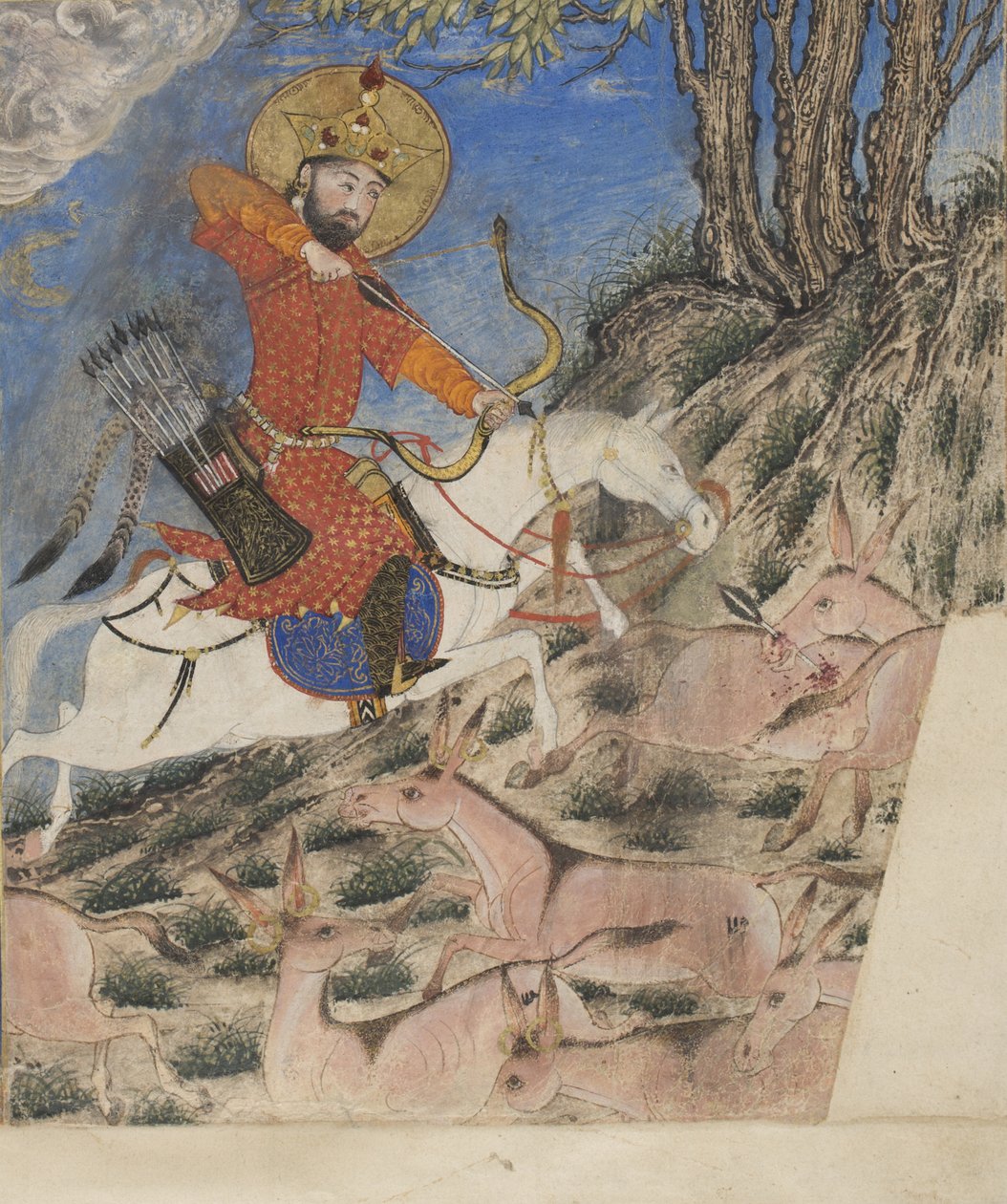 Bahram Gur chassant des onagres - Persian School