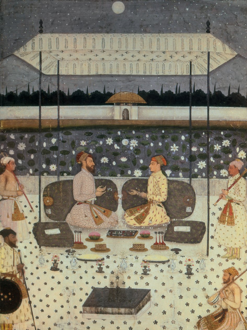 Deux princes moghols conversant la nuit, vers 1480-90 - Persian School