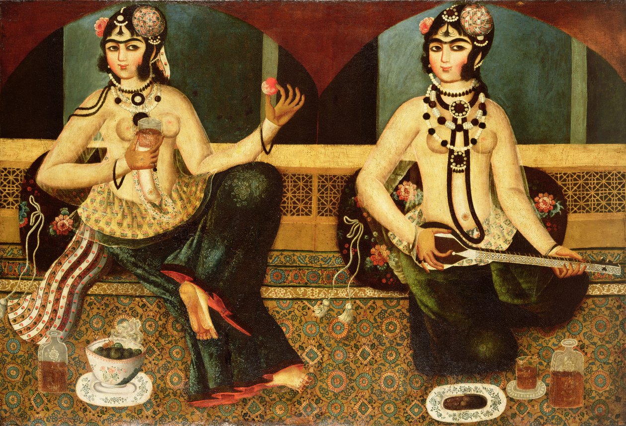 Deux dames du harem, Qajar, Perse, vers 1811-14 - Persian School