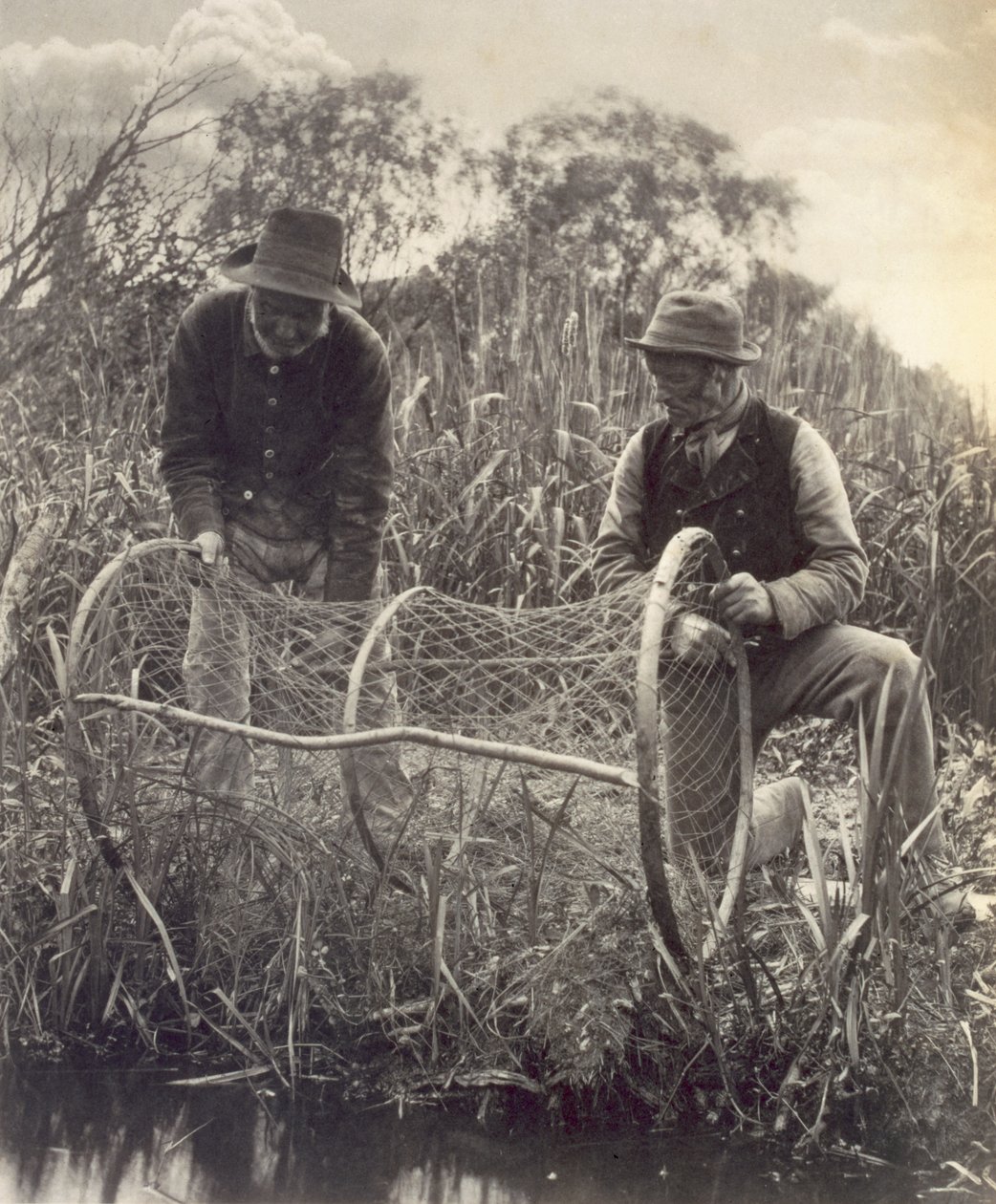 Poser le filet à arc, Vie et Paysage sur les Norfolk Broads, c.1886 - Peter Emerson und Thomas Goodall