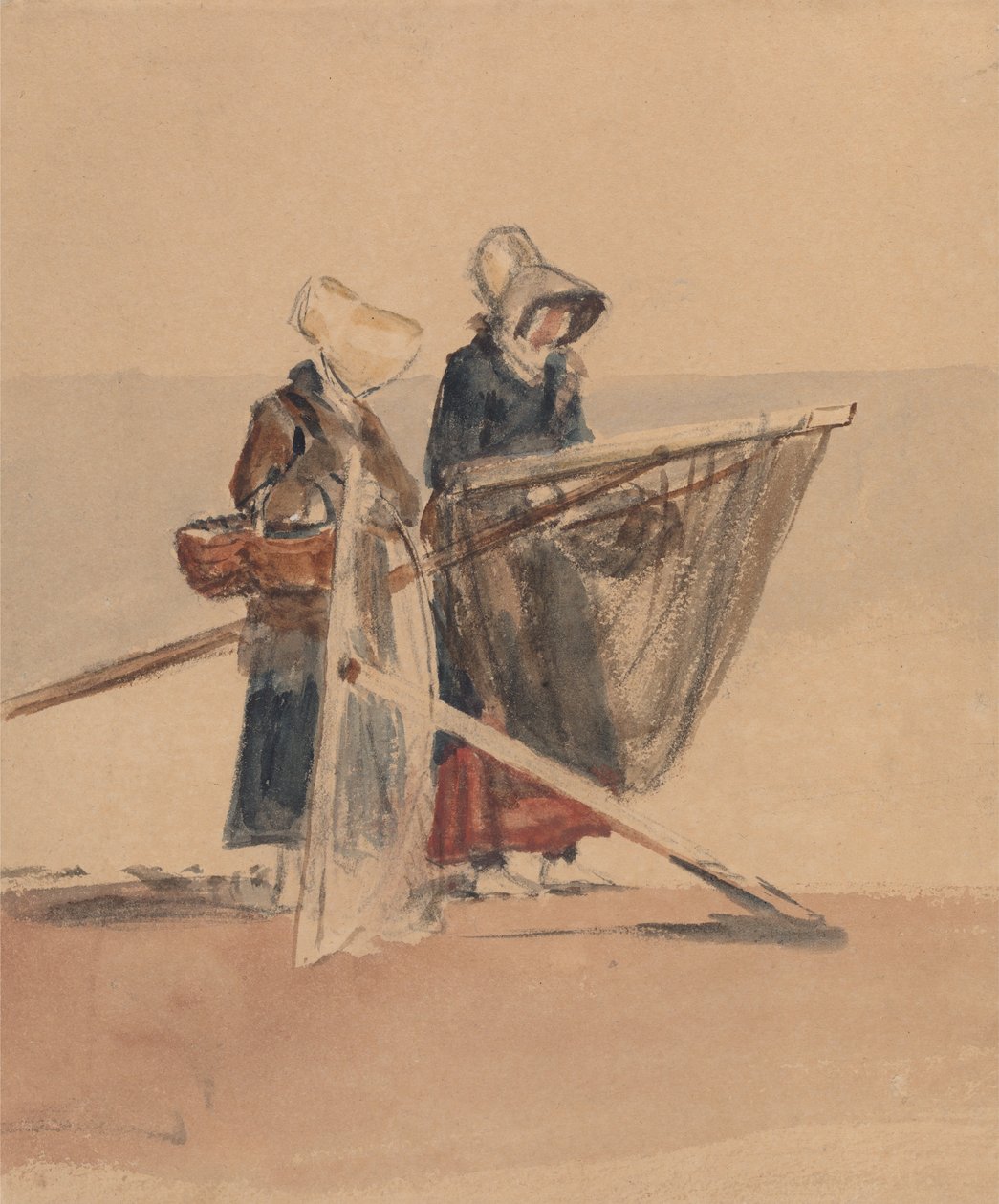 Deux filles avec des filets de pêche - Peter de Wint