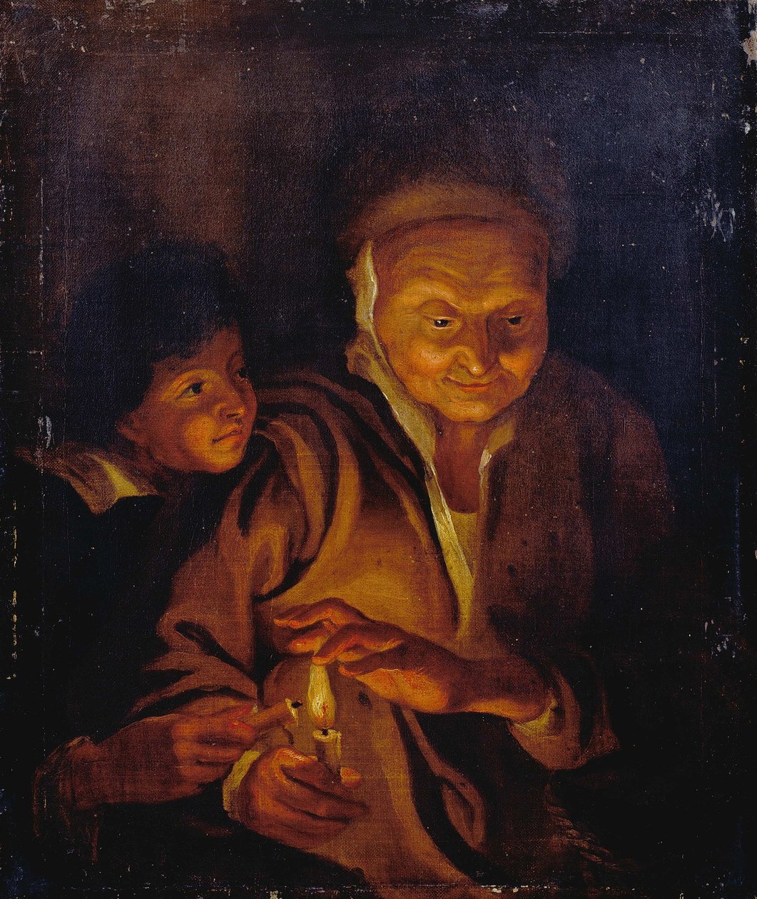 Un Garçon allumant une Bougie tenue par une Vieille Femme - Peter Paul Rubens