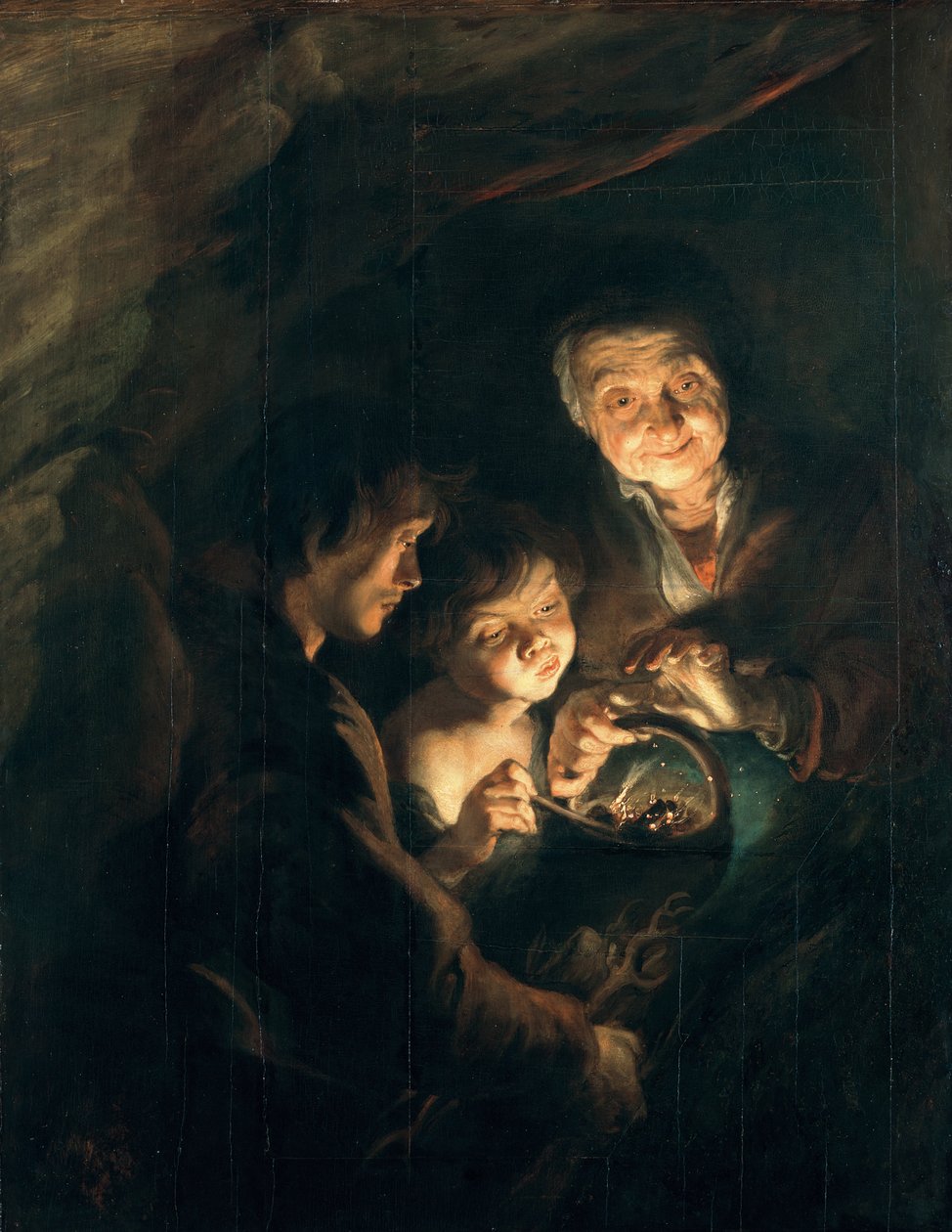 Vieille femme avec un panier de charbon - Peter Paul Rubens