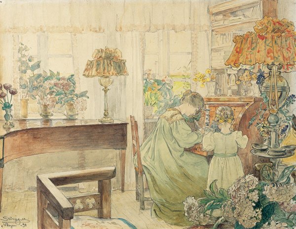 Marie et Vibeke Kroyer au bureau dans la maison à Skagen Plantage - Peder Severin Krøyer