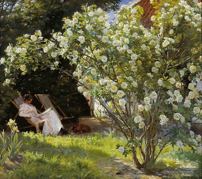 Marie dans une chaise longue, lisant - Peder Severin Krøyer