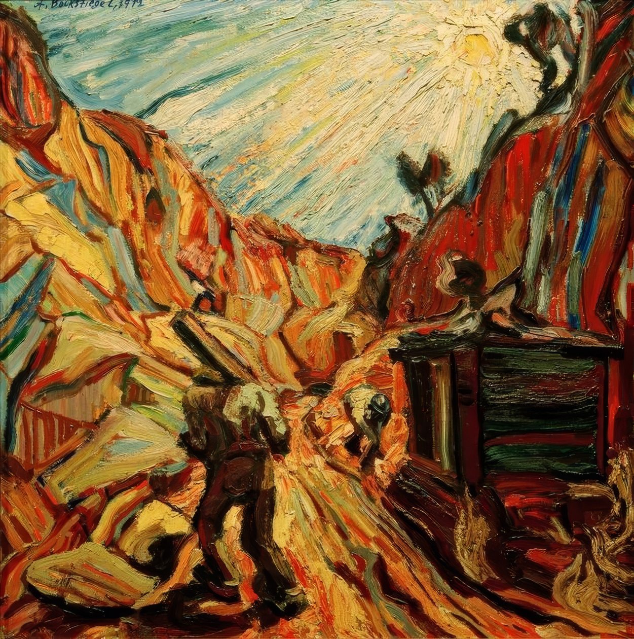 Travailleurs dans la carrière - Peter August Böckstiegel