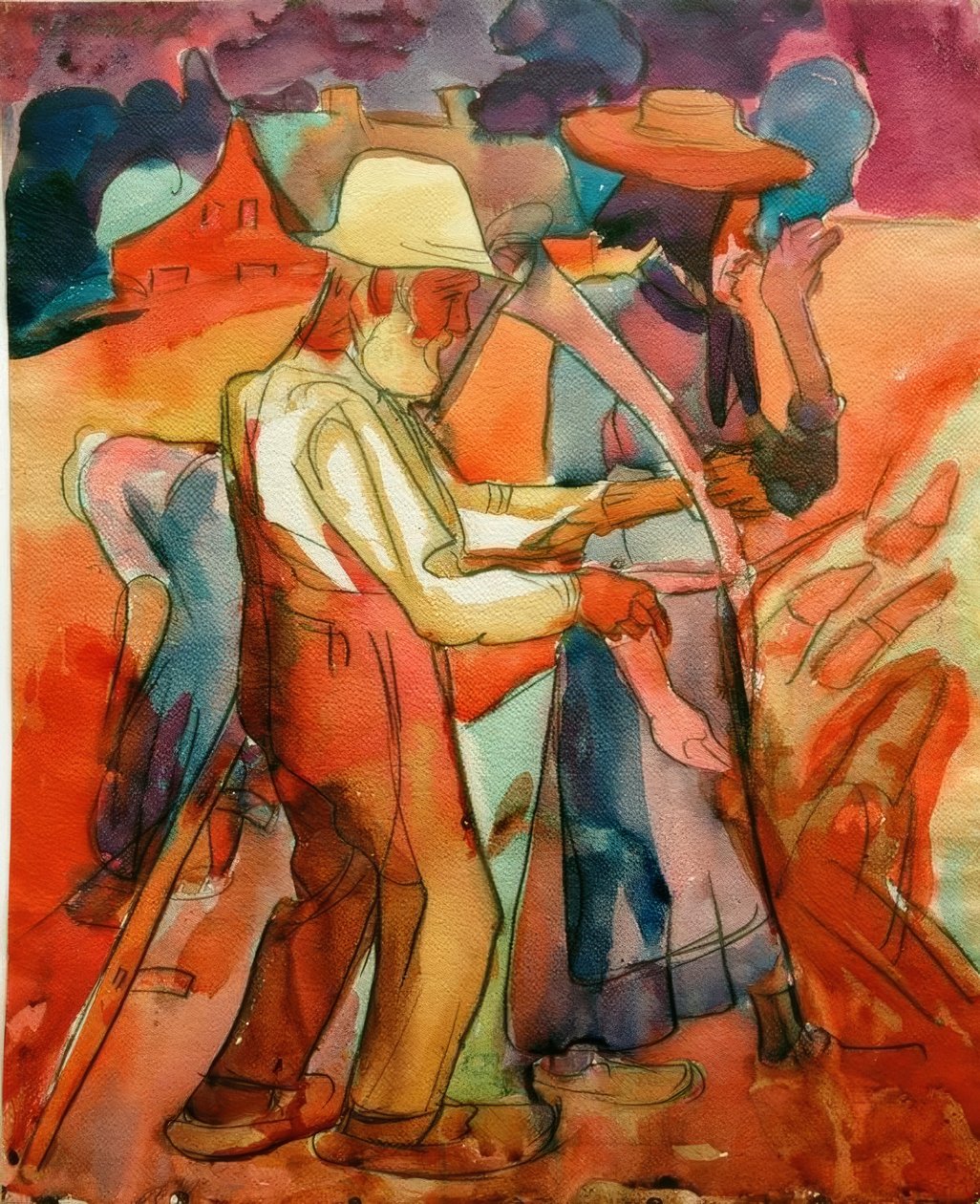Parents dans le champ de seigle - Peter August Böckstiegel