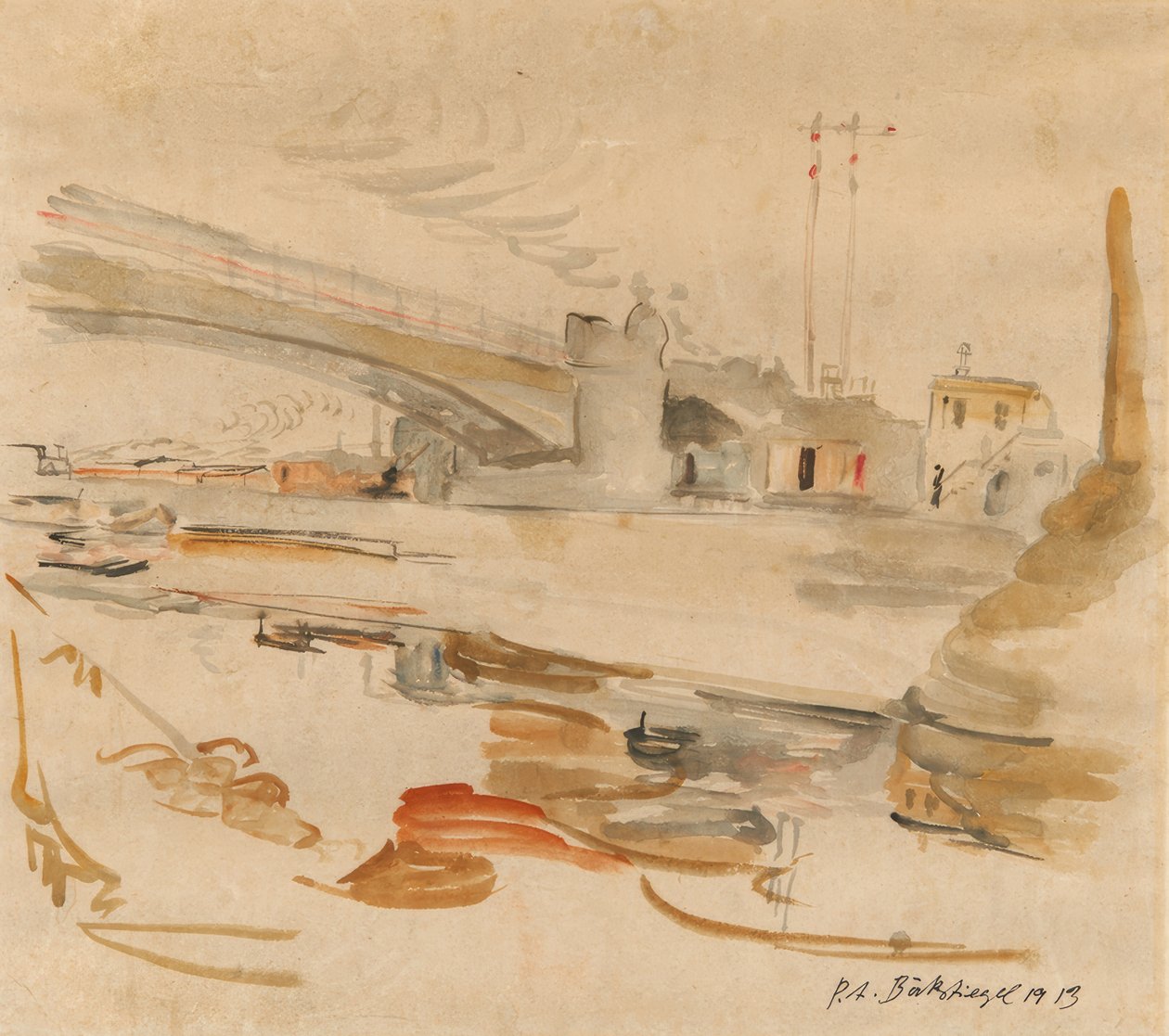 Ville avec pont - Peter August Böckstiegel