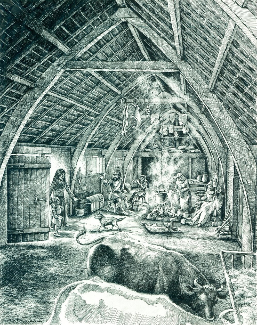 Maison paysanne médiévale, 13e-15e siècle, vers 1980-2010 - Peter Dunn
