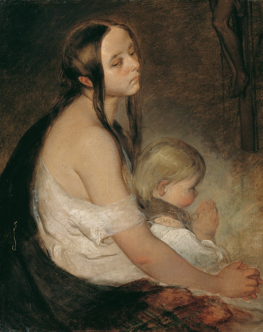 Mère avec enfant sous le crucifix - Peter Fendi