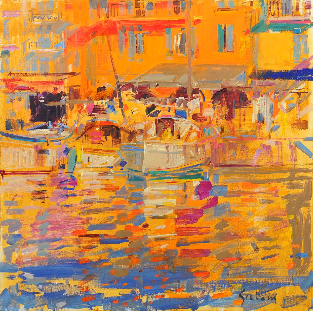 Bateaux dans le Port Saint-Tropez - Peter Graham (Contemporary)