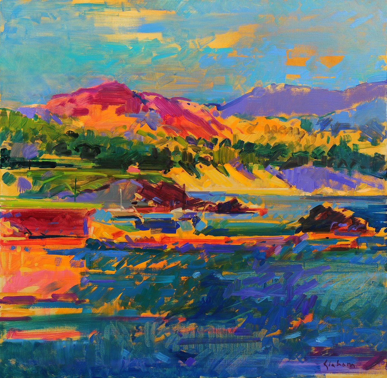 Plage de galets vers Carmel - Peter Graham (Contemporary)