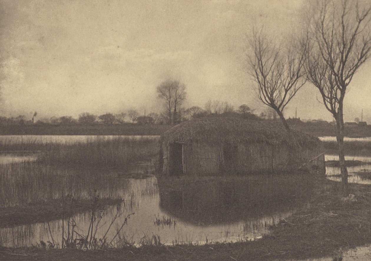 Un hangar à bateaux en roseau - Peter Henry Emerson