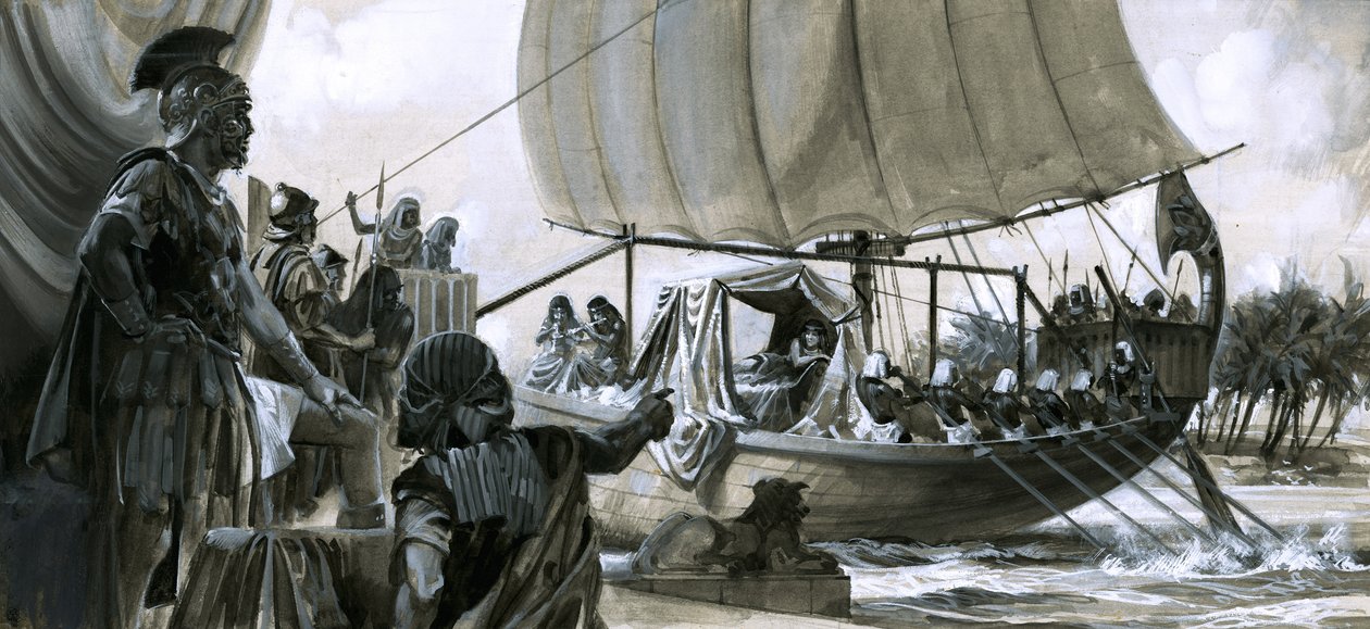 Cléopâtre dans sa péniche (gouache sur papier) - Peter Jackson