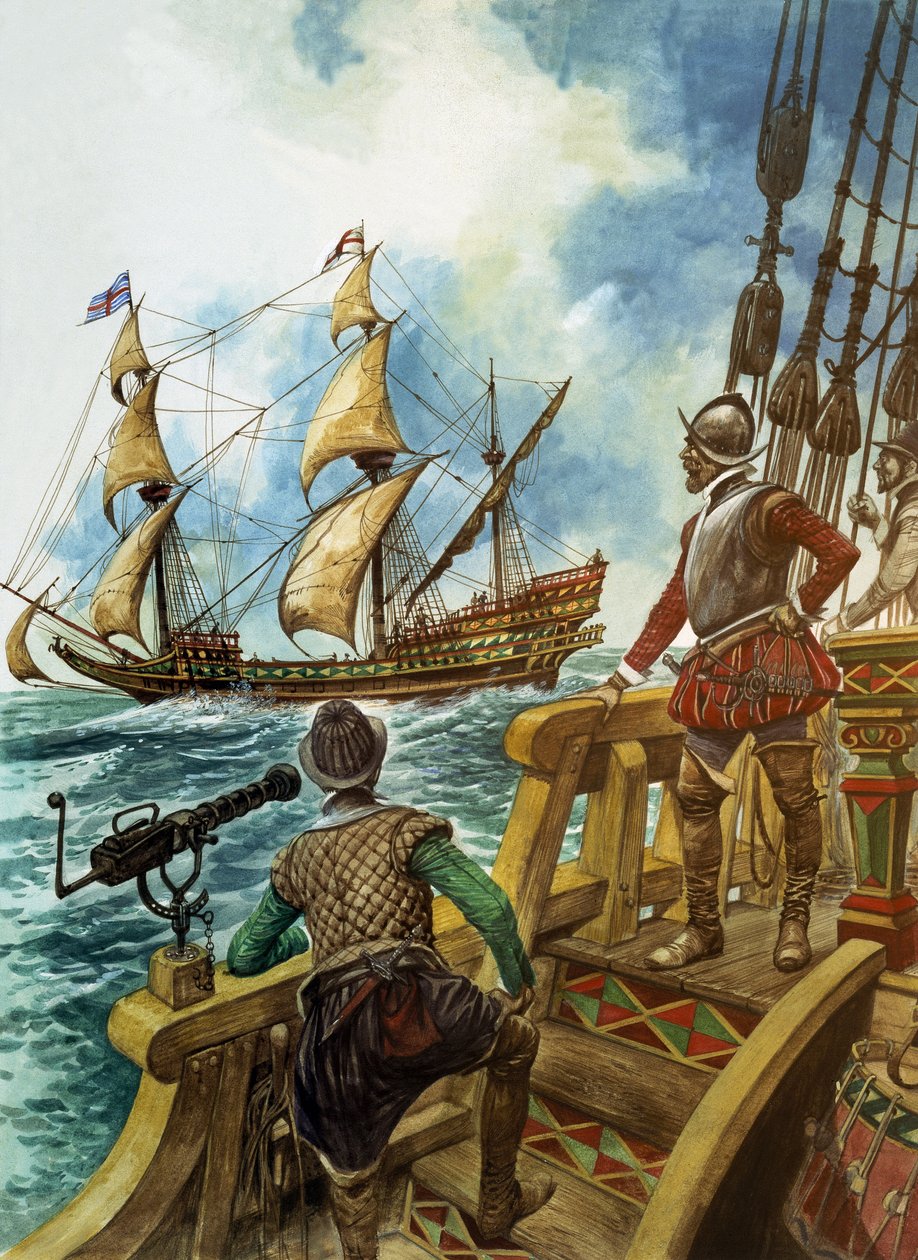Sir Francis Drake (1540-96) (gouache sur papier) - Peter Jackson
