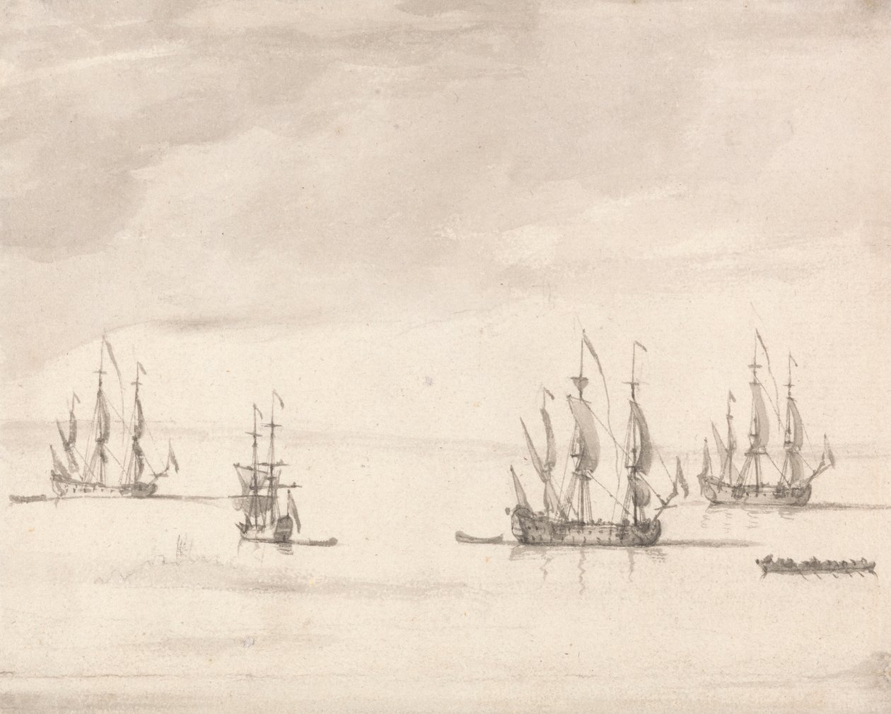 Hommes de guerre au large de Sheerness - Peter Monamy