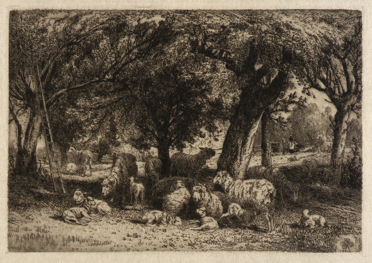 (Moutons dans un verger) - Peter Moran