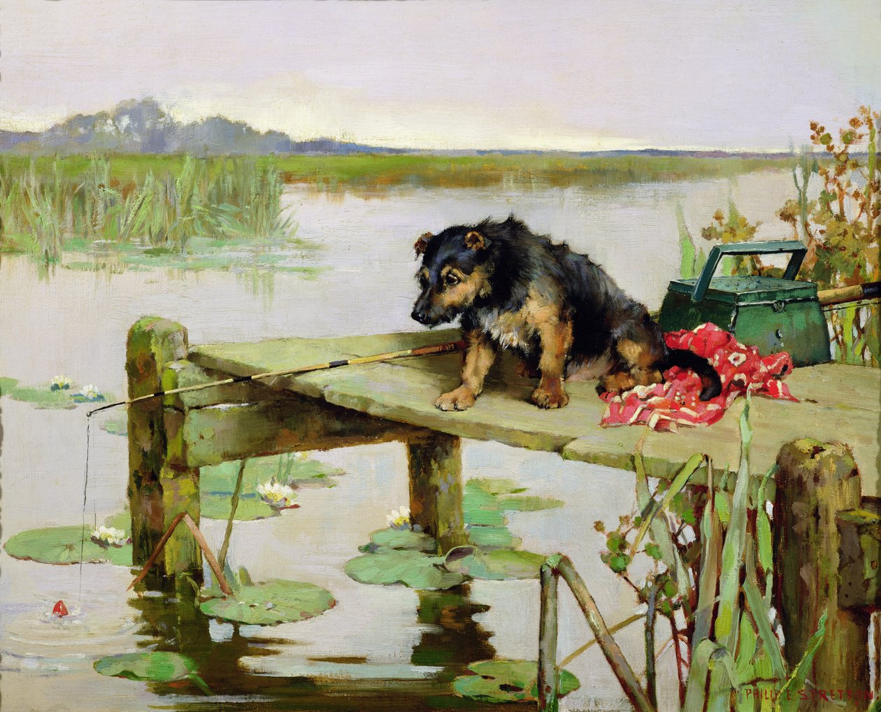 Terrier - Pêche, vers 1890 - Philip Eustace Stretton