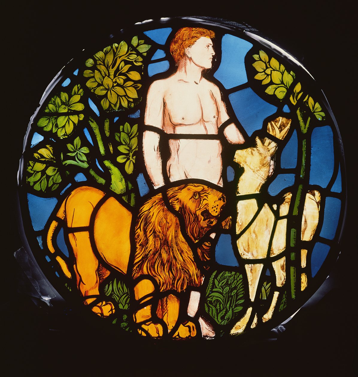 Adam nommant les bêtes, de la fenêtre de la Création (détail) - Philip Webb