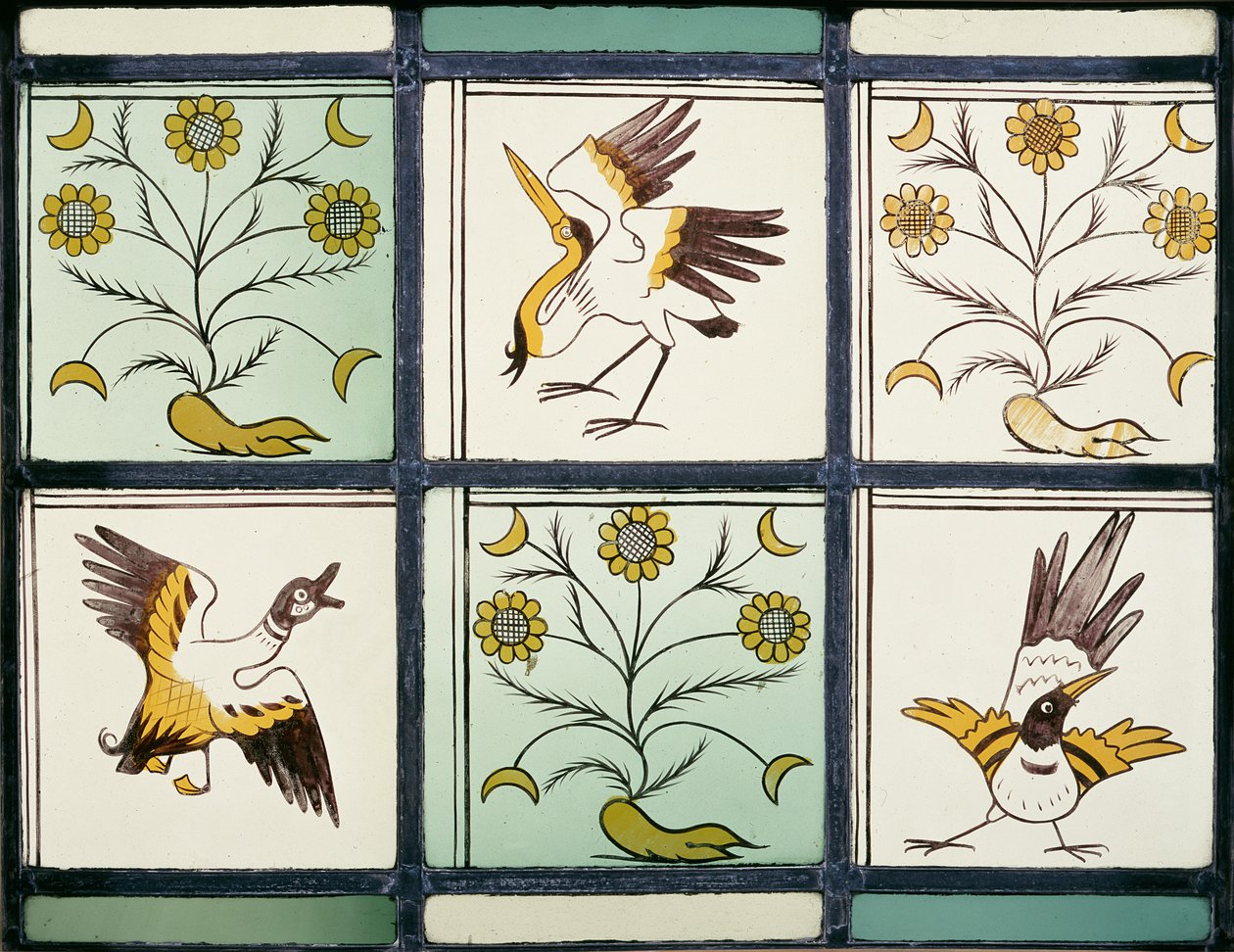 Fenêtre représentant des oiseaux et des fleurs - Philip Webb