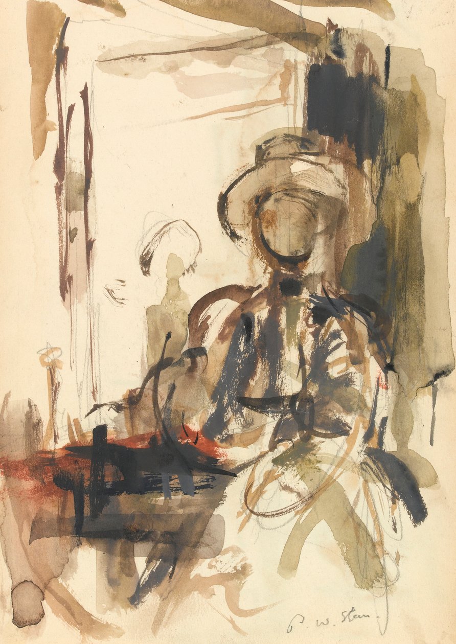 Figure assise : femme assise, portant un chapeau - Philip Wilson Steer