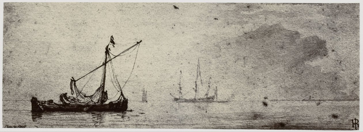 Van der Velde, Une barge - Philip Henry Delamotte