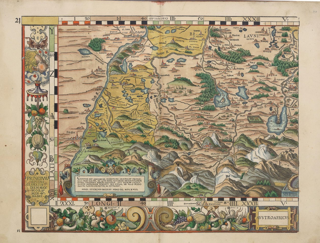 Cartes du pays de Bavière de 1568 (Tableau 21) - Philipp Apian