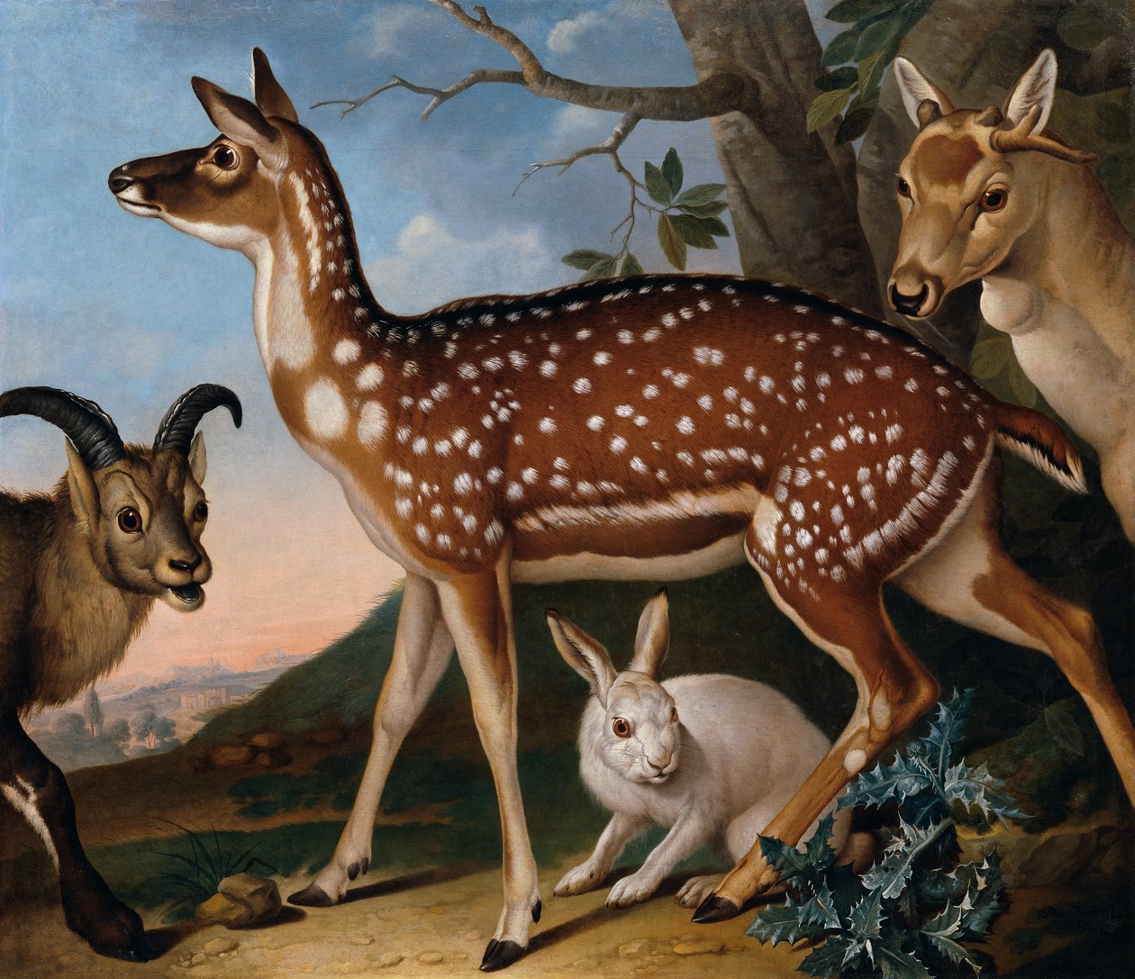 Daim, bouquetin et lièvre - Philipp Ferdinand de Hamilton