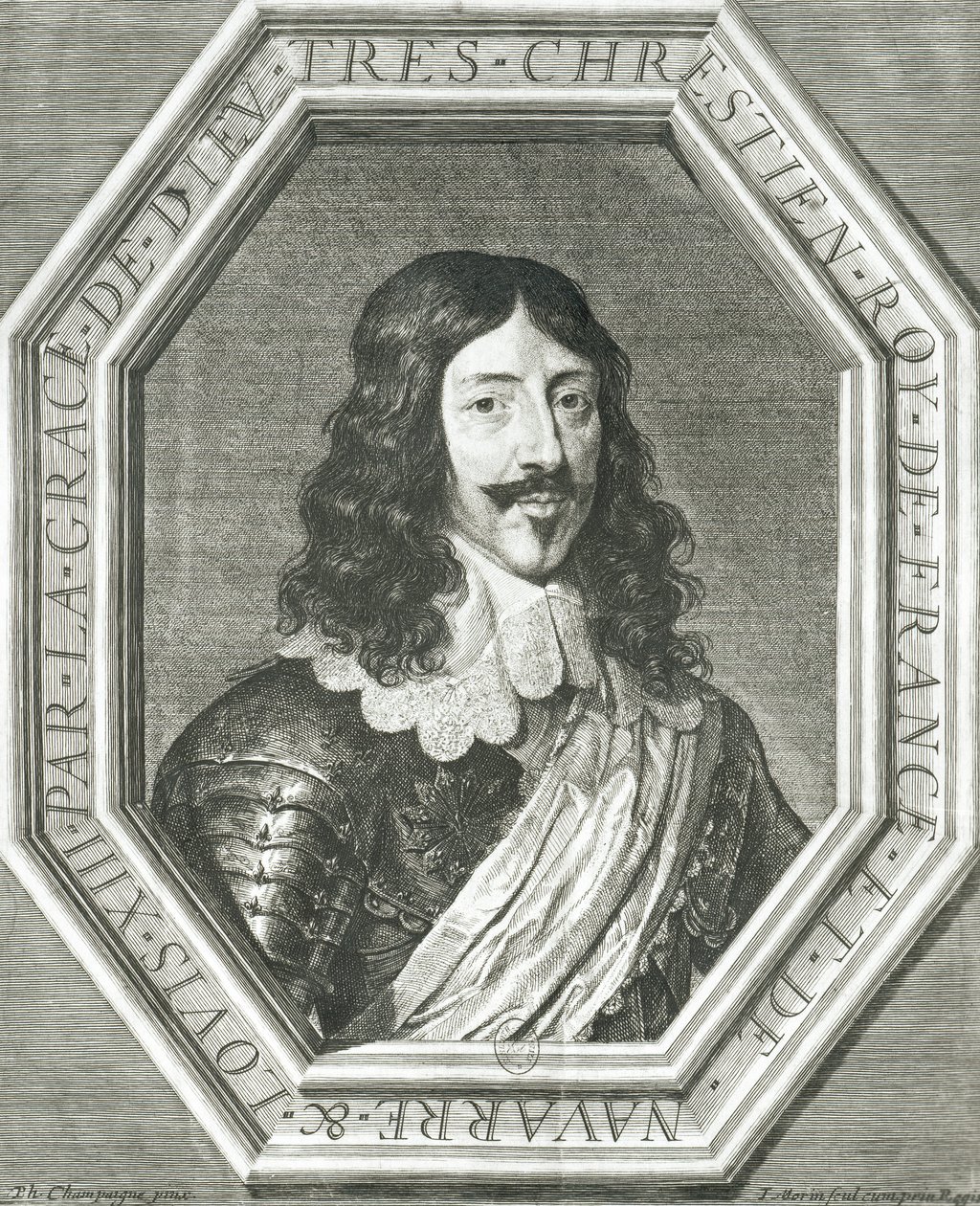 Portrait de Louis XIII (1601-43) gravure de Jean Morin - Philippe de Champaigne