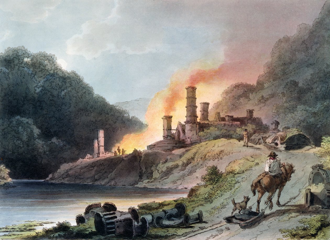 Forges de fer, Coalbrookdale, gravé par William Pickett, vers 1805 - Philippe Jacques de Loutherbourg