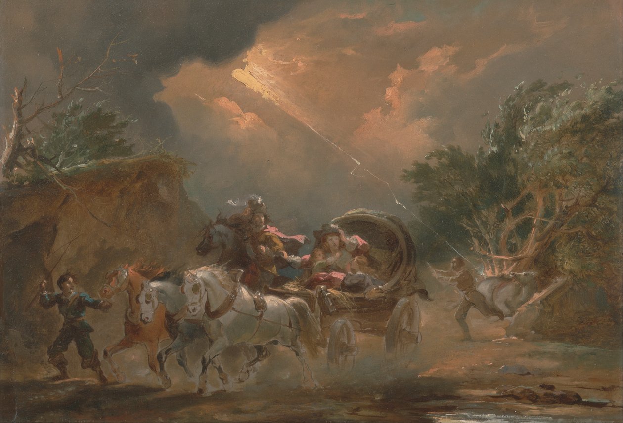 Coche dans un orage - Philippe Jacques de Loutherbourg