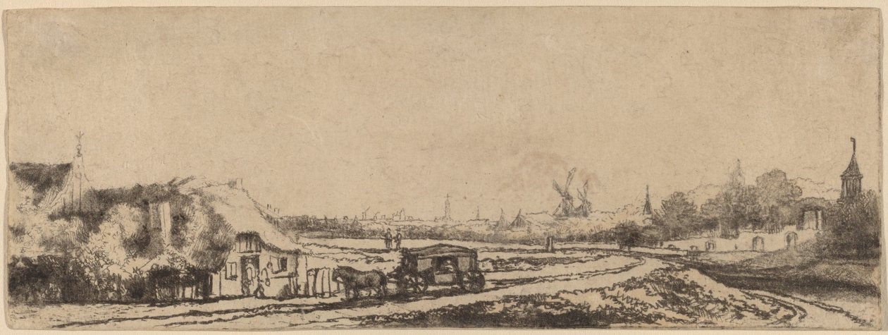 Paysage avec une calèche - Philips Koninck